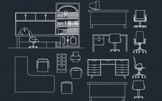 Imagen de bloques de sillas, escritorios, muebles y más