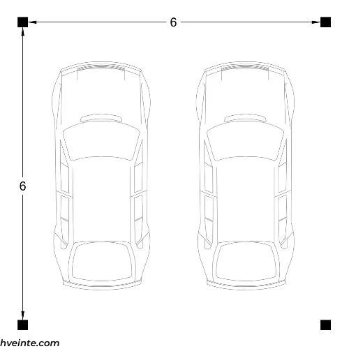 Imagen de un plano de una cochera al aire libre para dos autos con sus medidas