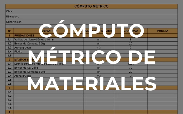 CÓMPUTO MÉTRICO DE MATERIALES - Imagen destacada