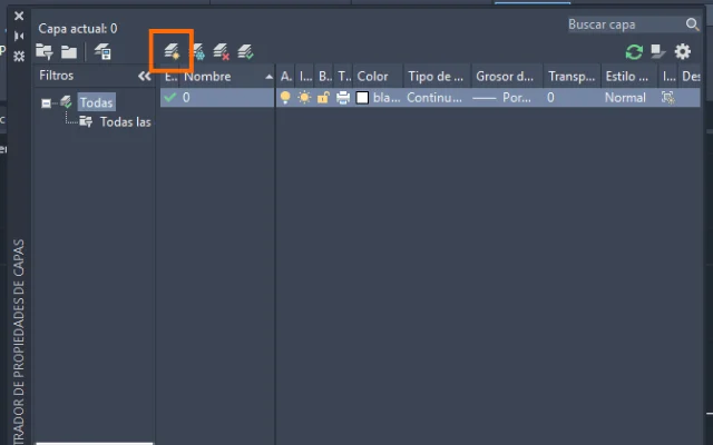 Imagen de la ventana donde se crean y configuran las capas